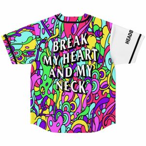 Break my heart and my neck baseball jersey - Image 2
