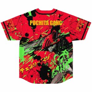 Chainsaw man Pochita gang rave Baseball Jersey - Image 1