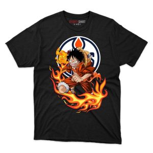 Edmonton Oilers Luffy One Piece T Shirt - Image 1