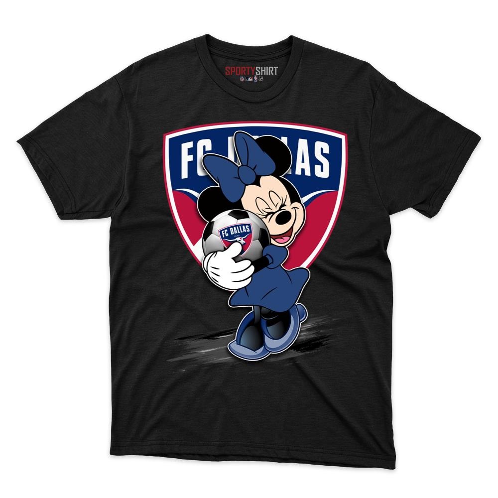 fc dallas mls minnie mouse ball t shirt 1 FC Dallas MLS Minnie Mouse Ball T Shirt - Image 1