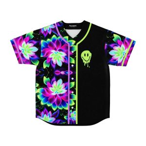Lotus flowers from outer space rave Baseball Jersey - Image 1