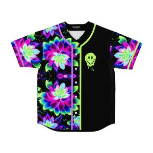 Lotus flowers pattern rave Baseball Jersey - Image 1