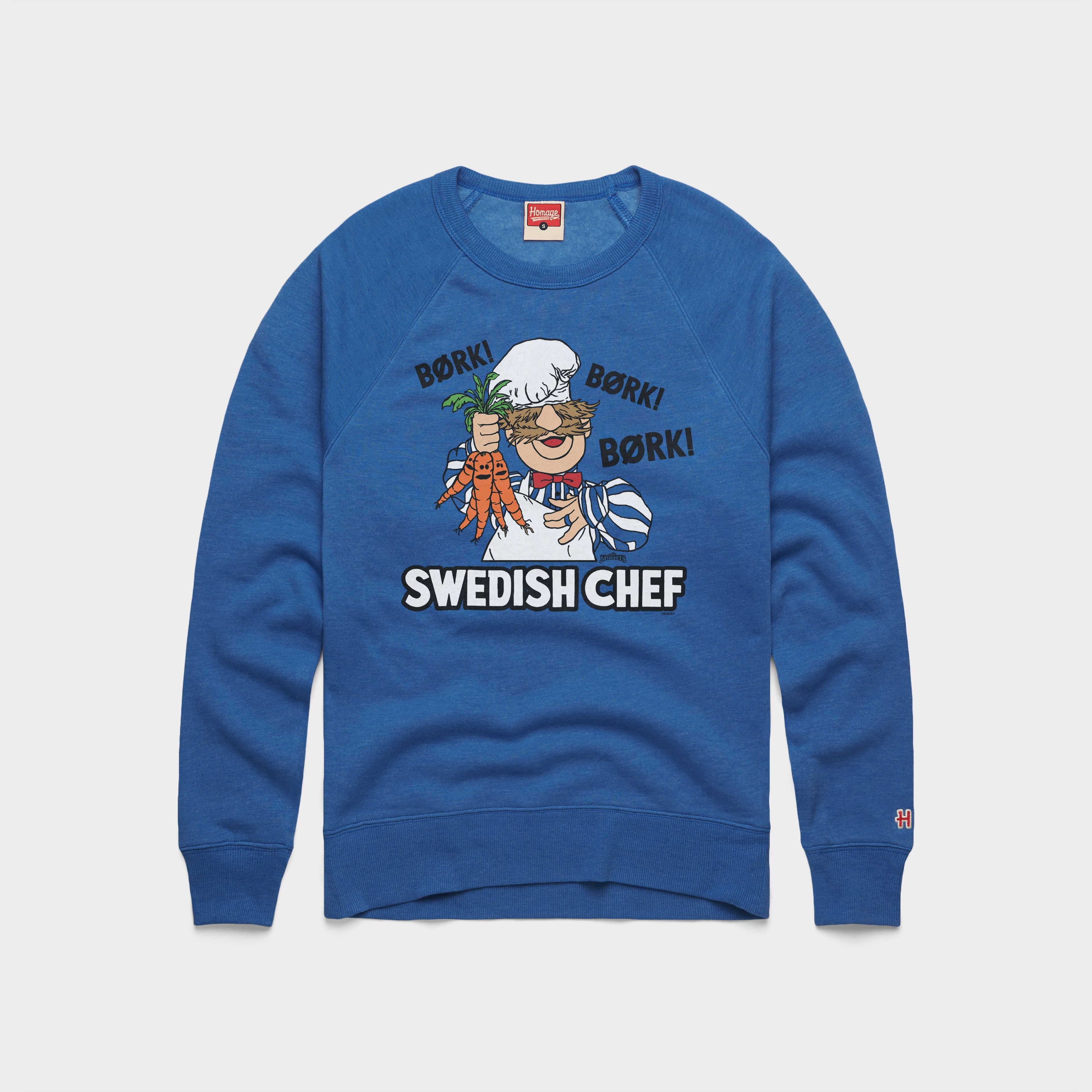 Muppets Swedish Chef Crewneck 01152692918 Royal Blue Flat.jpg Muppets Swedish Chef Crewneck
