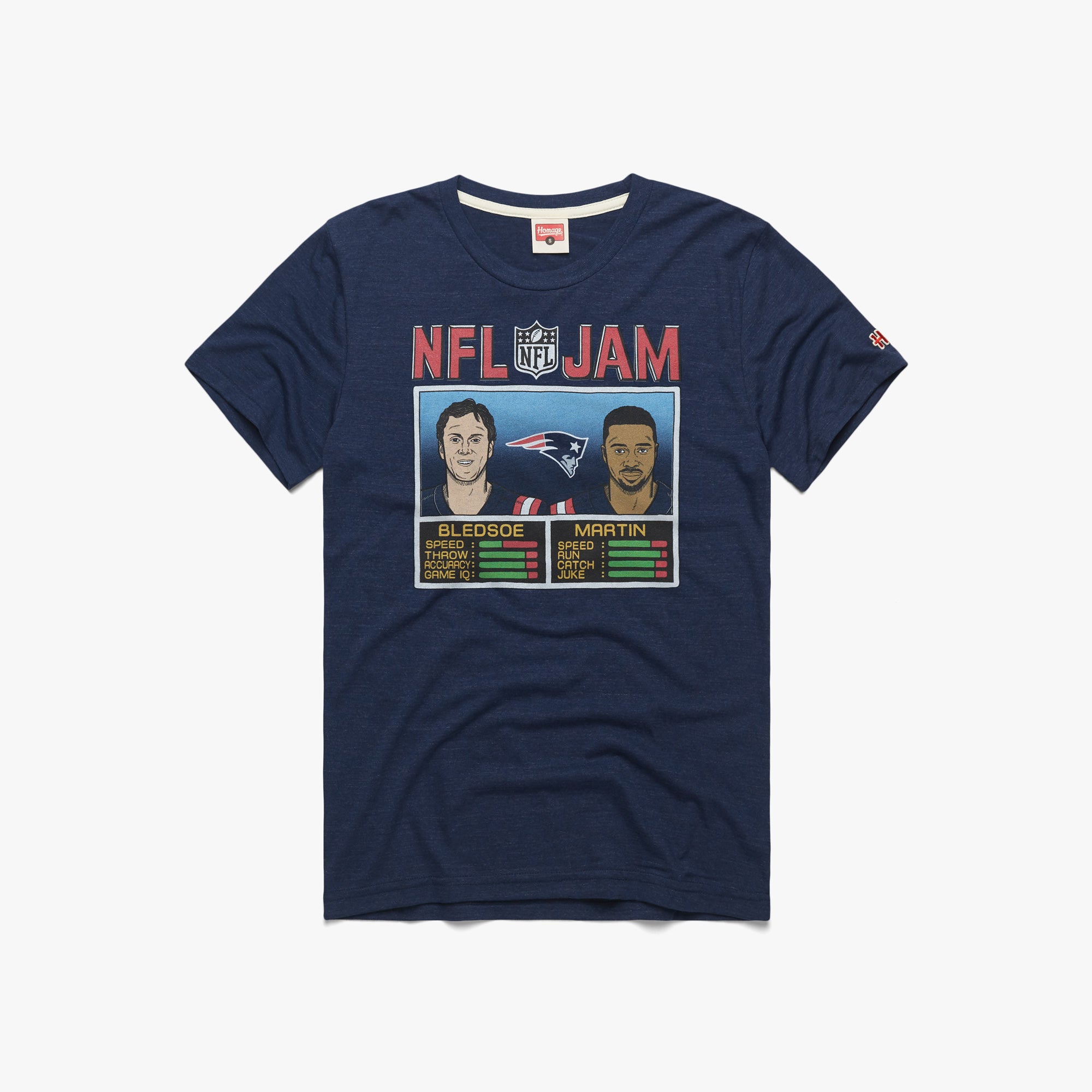 NFL Jam Patriots Bledsoe and Martin 01011276935 navy flat.jpg NFL Jam Patriots Bledsoe and Martin