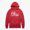 Script Ohio Hoodie in Red::Red/White Ink