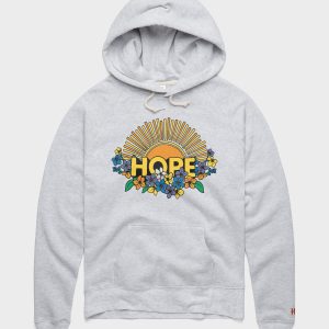 Women's Hope Sun And Flowers Hoodie::Ash