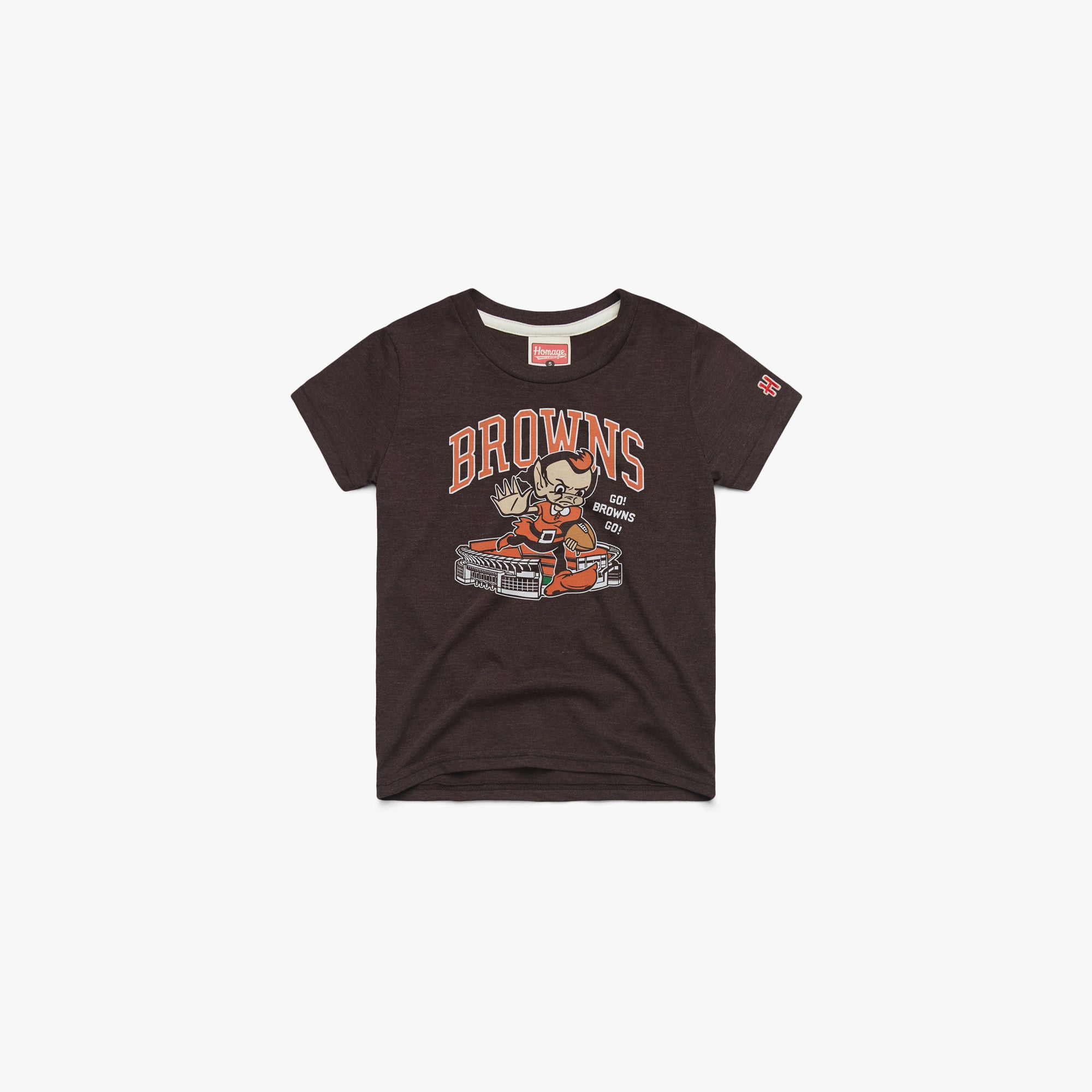 Youth Cleveland Browns Brownie Stiff Arm Stadium 03011767436 brown flat.jpg Youth Cleveland Browns Brownie Stiff Arm Stadium