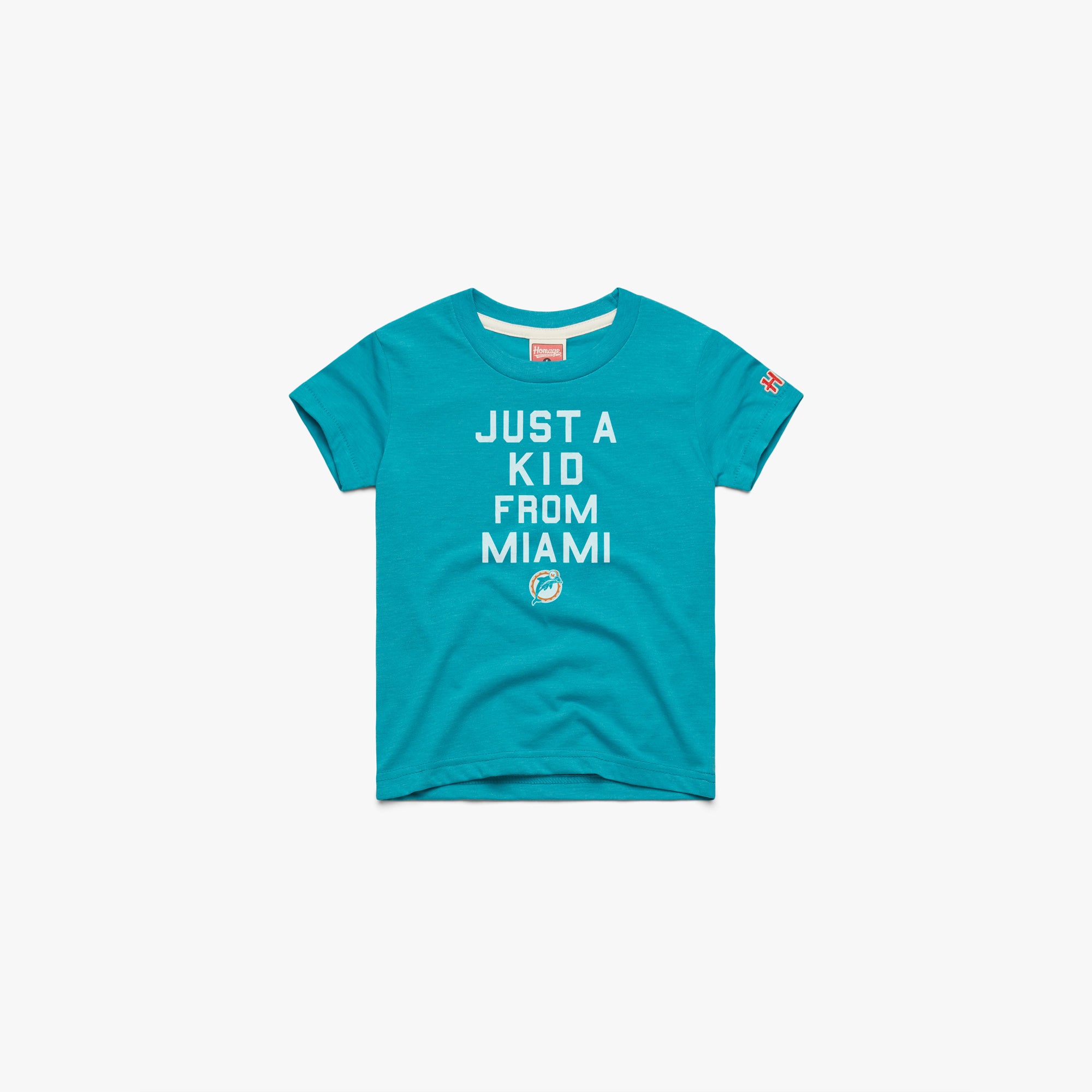 Youth Miami Dolphins Just A Kid From Miami 03011987926 Teal Flat.jpg Youth Miami Dolphins Just A Kid From Miami