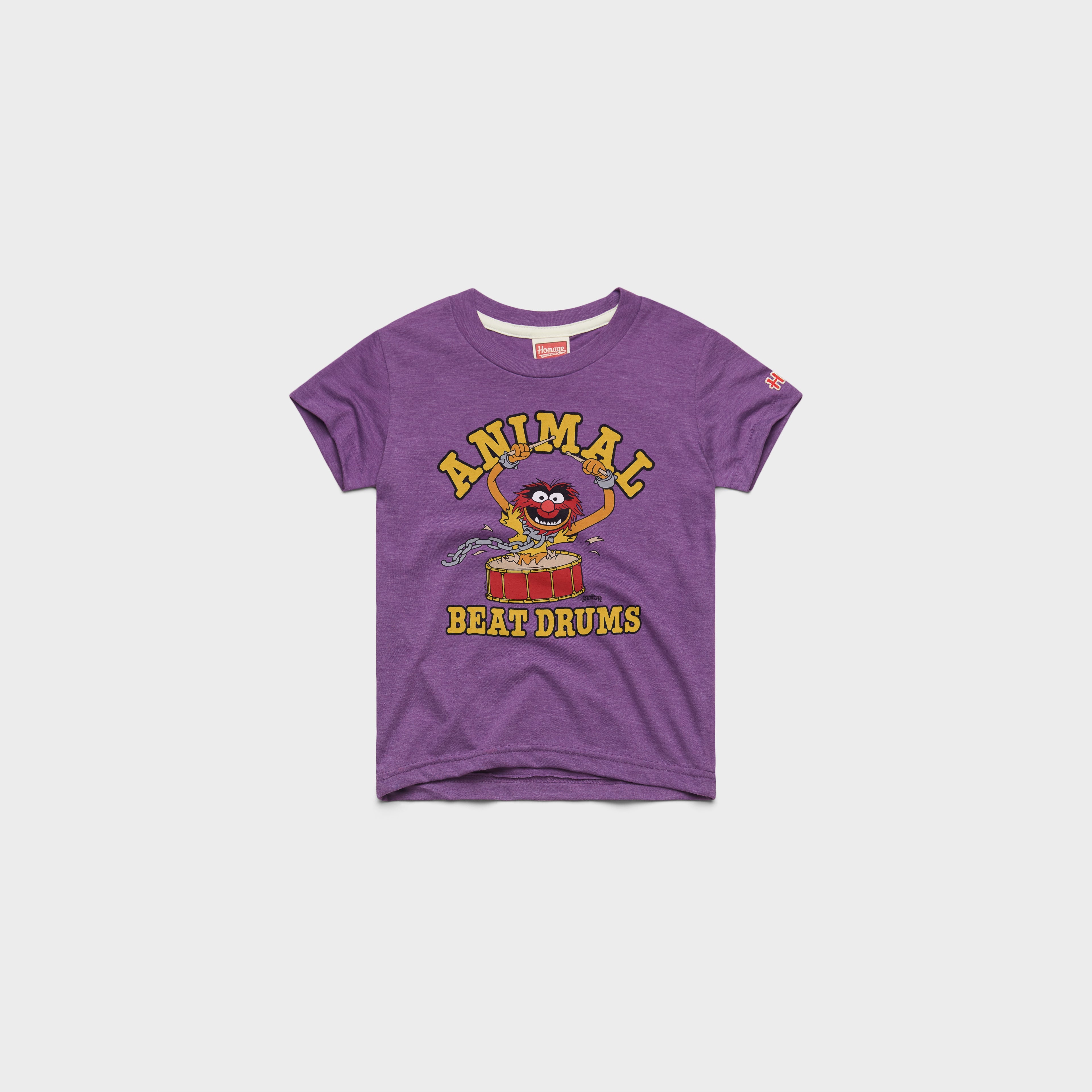 Youth Muppets Animal Beat Drums T Shirt 03012691827 Royal Purple Flat.jpg Youth Muppets Animal Beat Drums T-Shirt