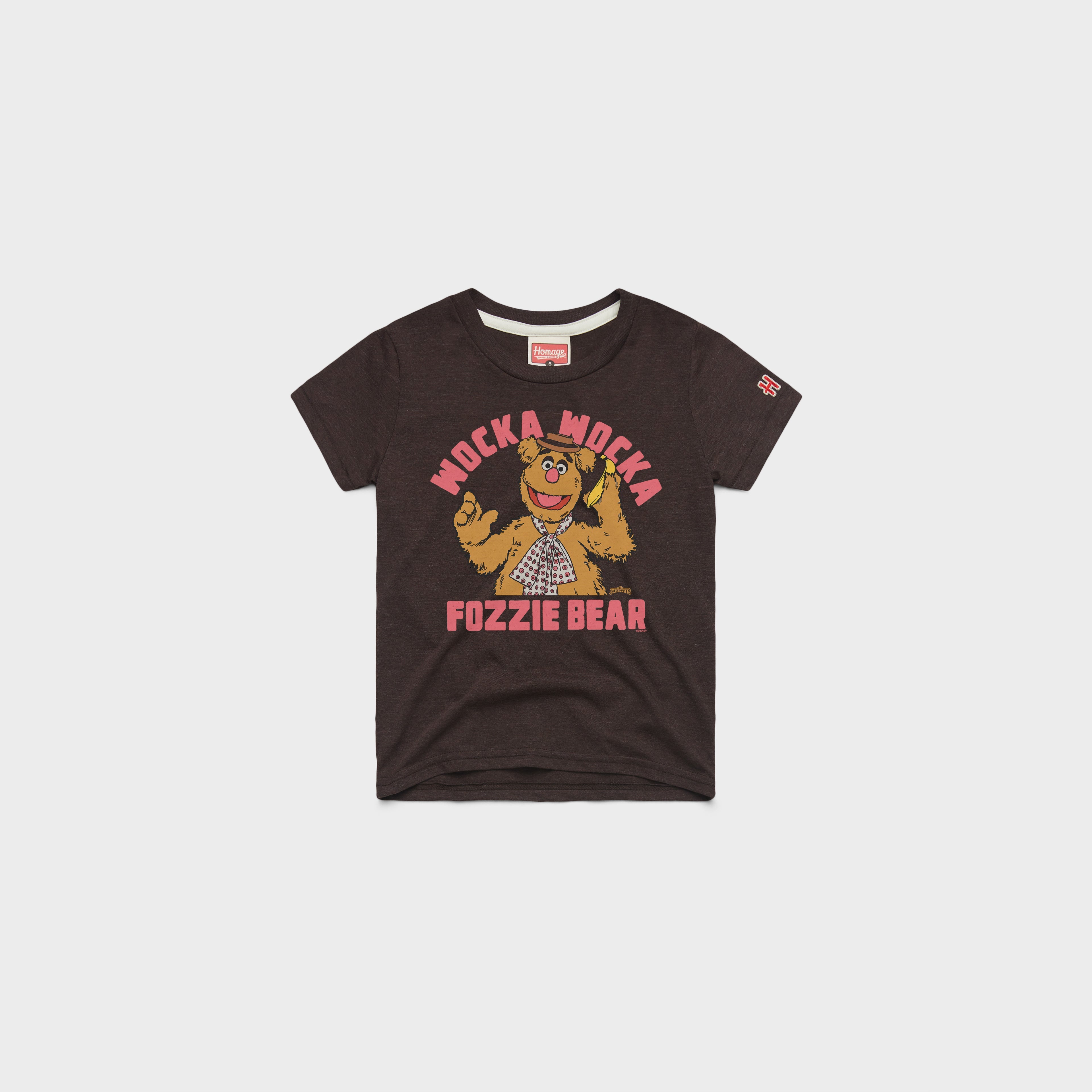 Youth Muppets Fozzie Bear Wocka Wocka T Shirt 03012692336 Brown Flat.jpg Youth Muppets Fozzie Bear Wocka Wocka T-Shirt