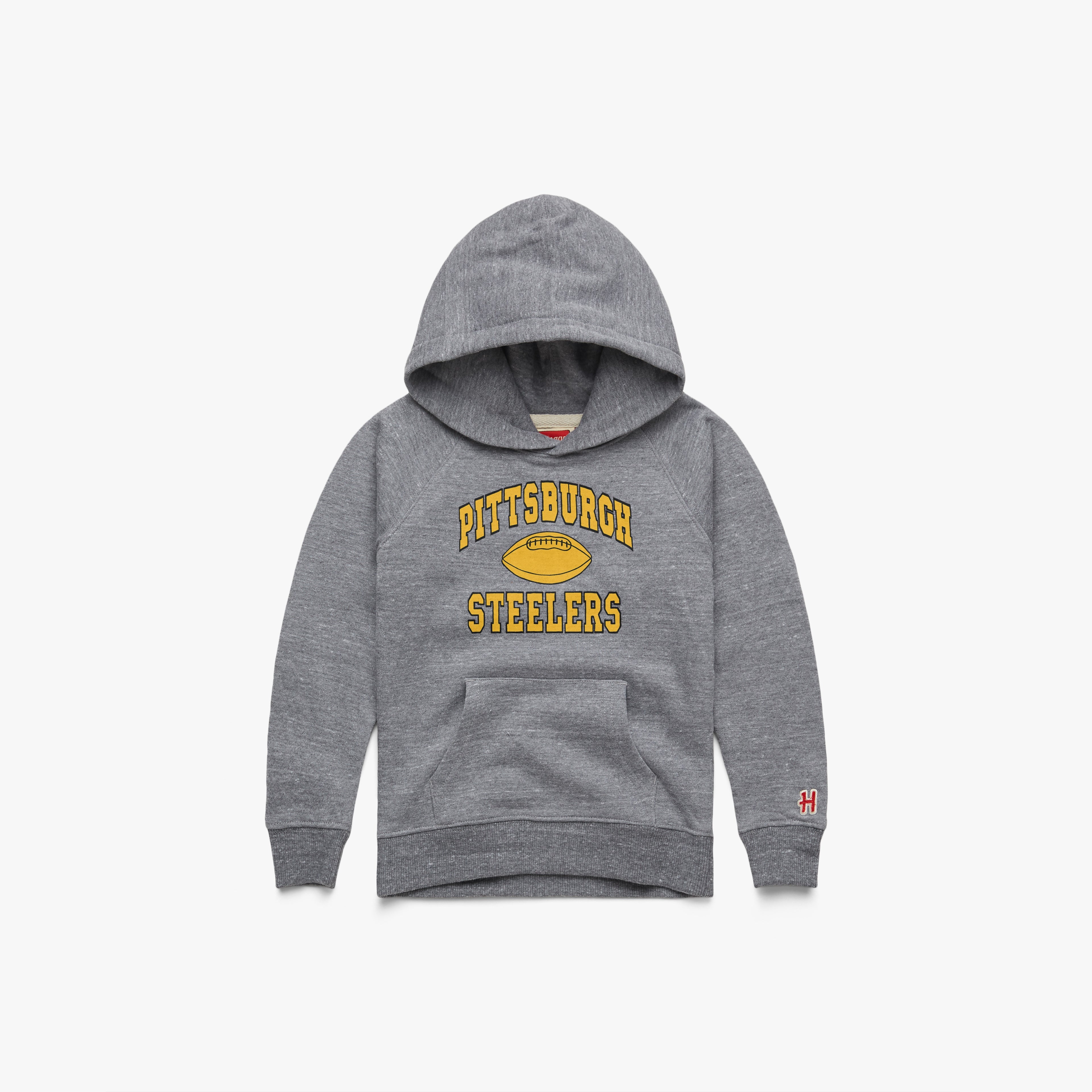 Youth Pittsburgh Steelers Gridiron Hoodie 03162601701 Grey Flat.jpg Youth Pittsburgh Steelers Gridiron Hoodie