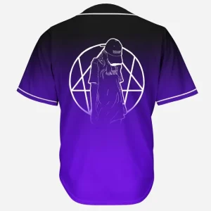 Alison wonderland fmuoasl purple black gradient rave baseball jersey for EDM festivals - Image 1