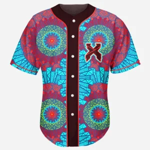 Beautiful Geometric mandala seamless pattern excision t-rex rave baseball jersey for EDM festivals - Image 1