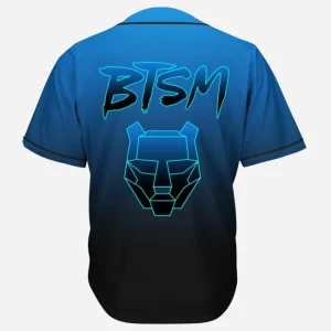 Black tiger sex machine BTSM blue gradient rave baseball jersey for EDM festivals - Image 1