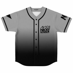 Edwin F Baseball Jersey (Gray and black) - Image 1