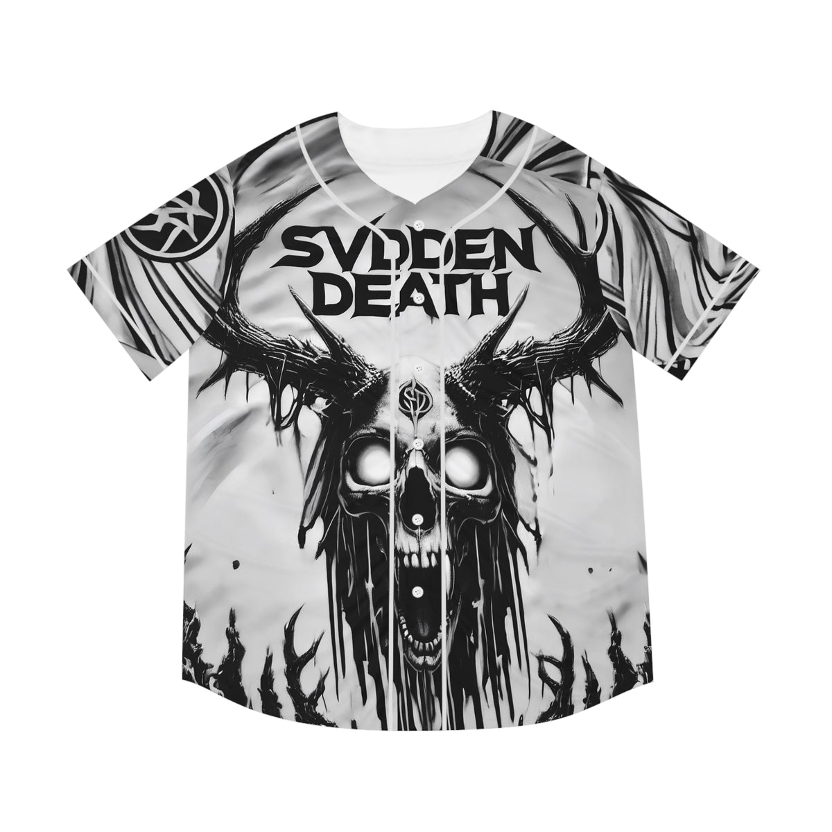 mens baseball jersey svdden death black white unleash chaos and style 1 Men's Baseball Jersey SVDDEN DEATH Black & White Unleash Chaos and Style - Image 1